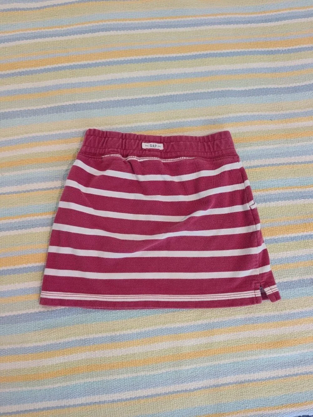 Girl's Gap Pink / White Striped Terry Skirt Size Small 6/7
